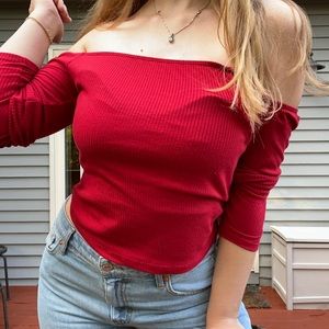 Red off the shoulder top